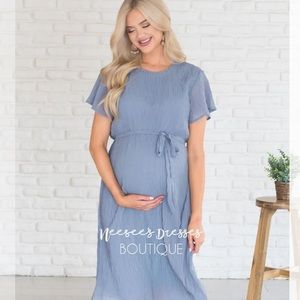 NeeSee’s Dresses | Hadlie Dusty Blue Maternity Dress